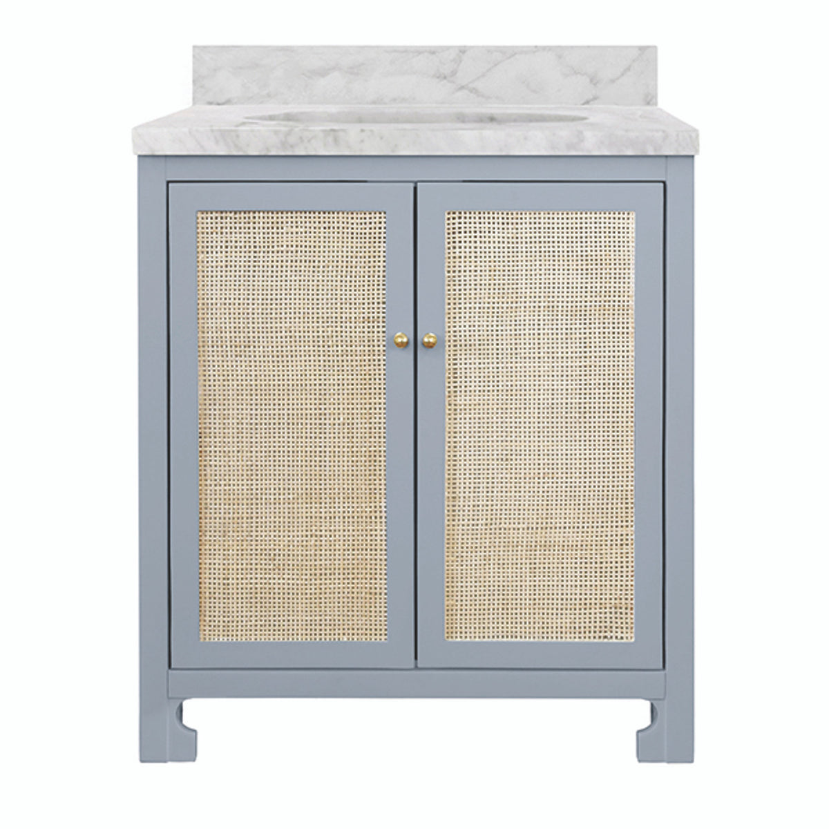 Airah 30.5" Light Blue Cane & Marble Bath Vanity