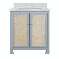 Airah 30.5" Light Blue Cane & Marble Bath Vanity