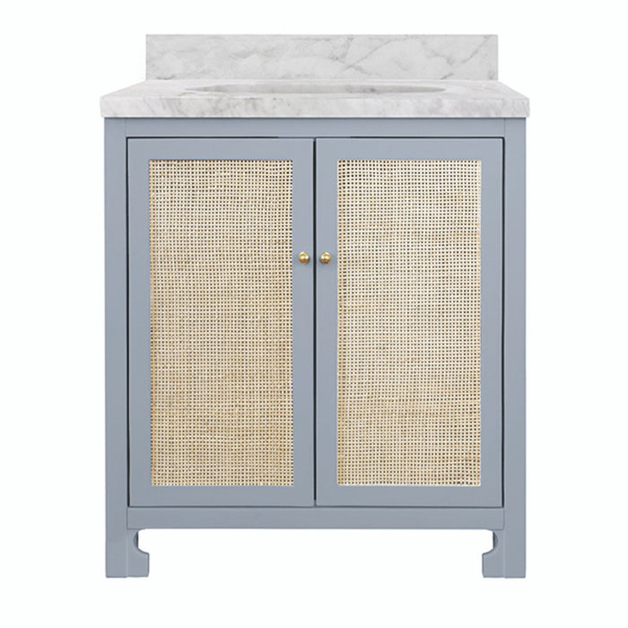 Airah 30.5" Light Blue Cane & Marble Bath Vanity