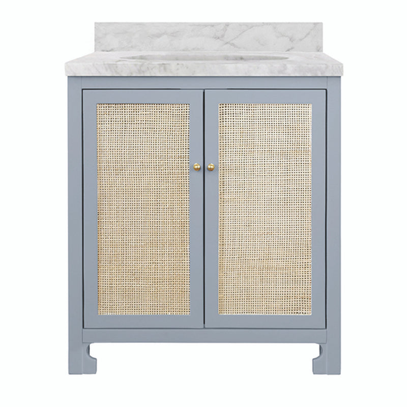 Airah 30.5" Light Blue Cane & Marble Bath Vanity