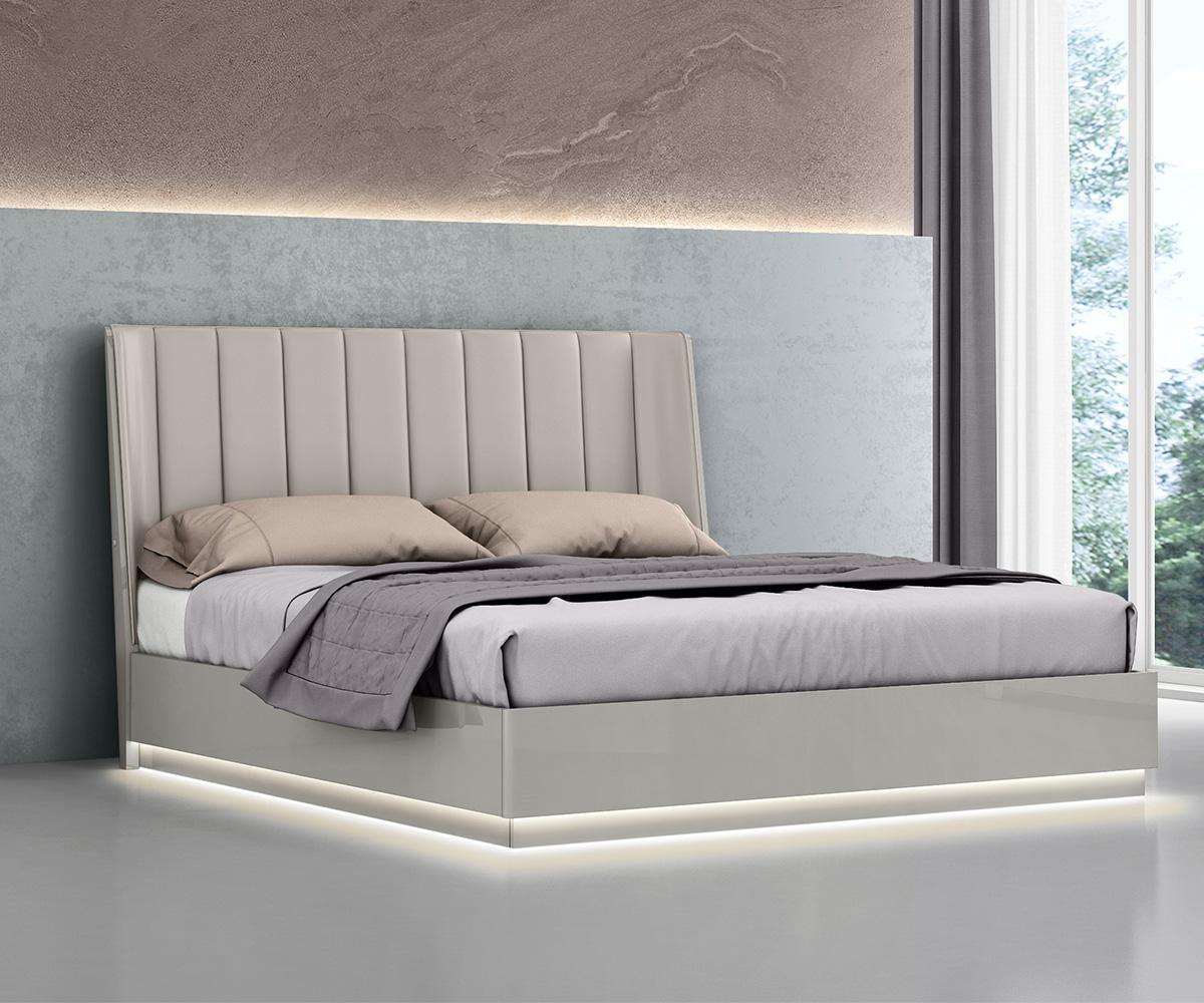 Clara Grey Faux Leather and Wood Bed