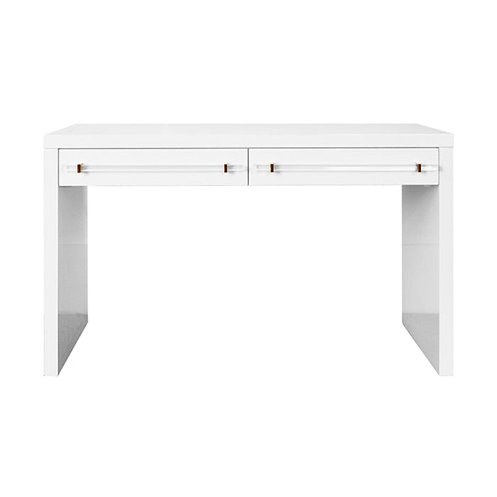 Araminta White Desk with Acrylic & Gold Accents