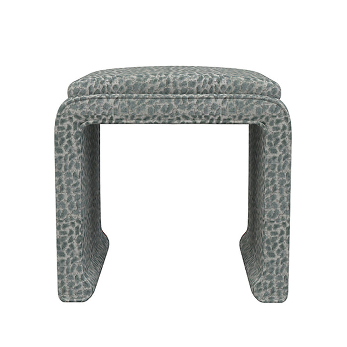 Malia Classic/Modern Spotted Blue Custom Upholstered Ottoman