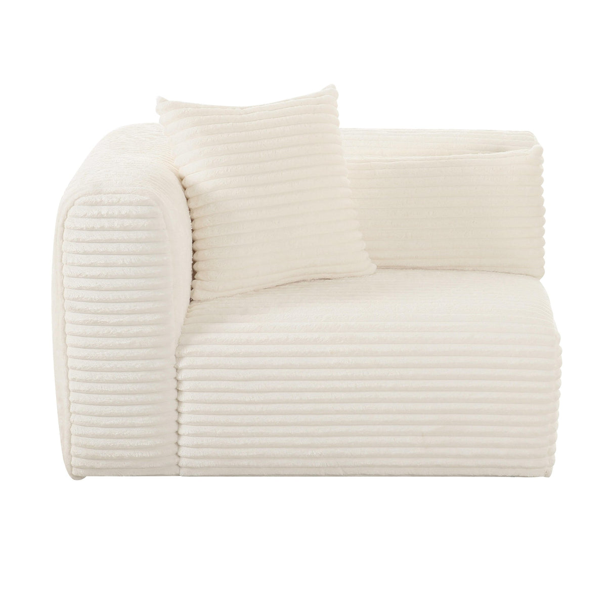 Telav Fluffy Oversized Cream Performance Corduroy Modular LAF Corner Chair