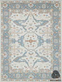 Nell Ivory/ Light Blue Motif Luxury Area Rug