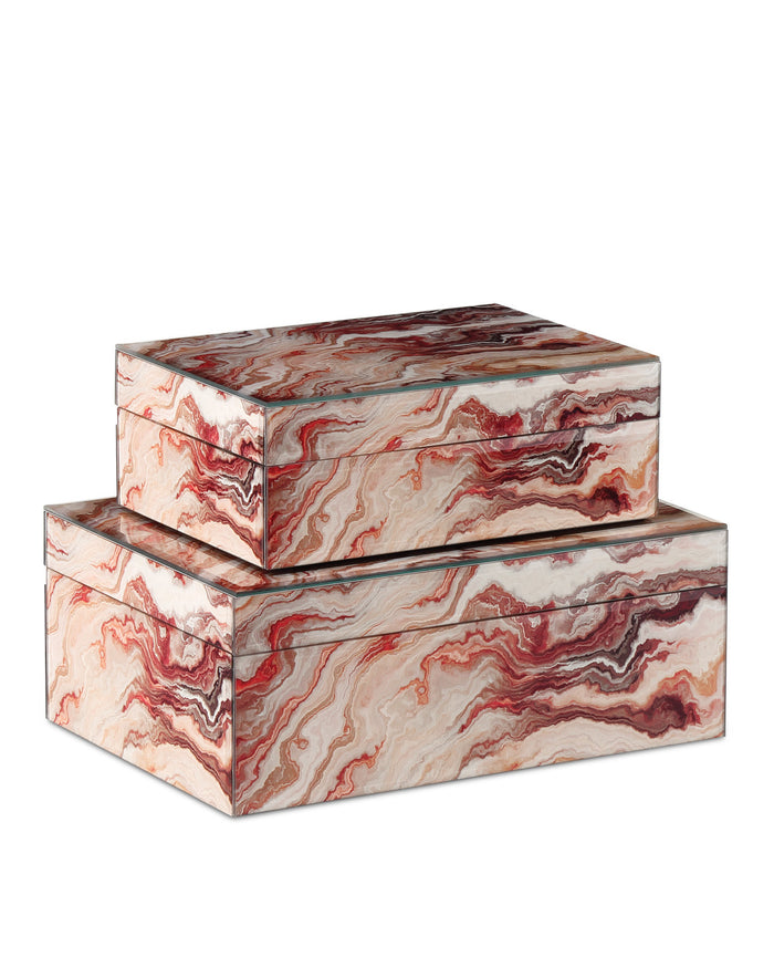 Celestial Red Swirl Boxes (Set of 2)
