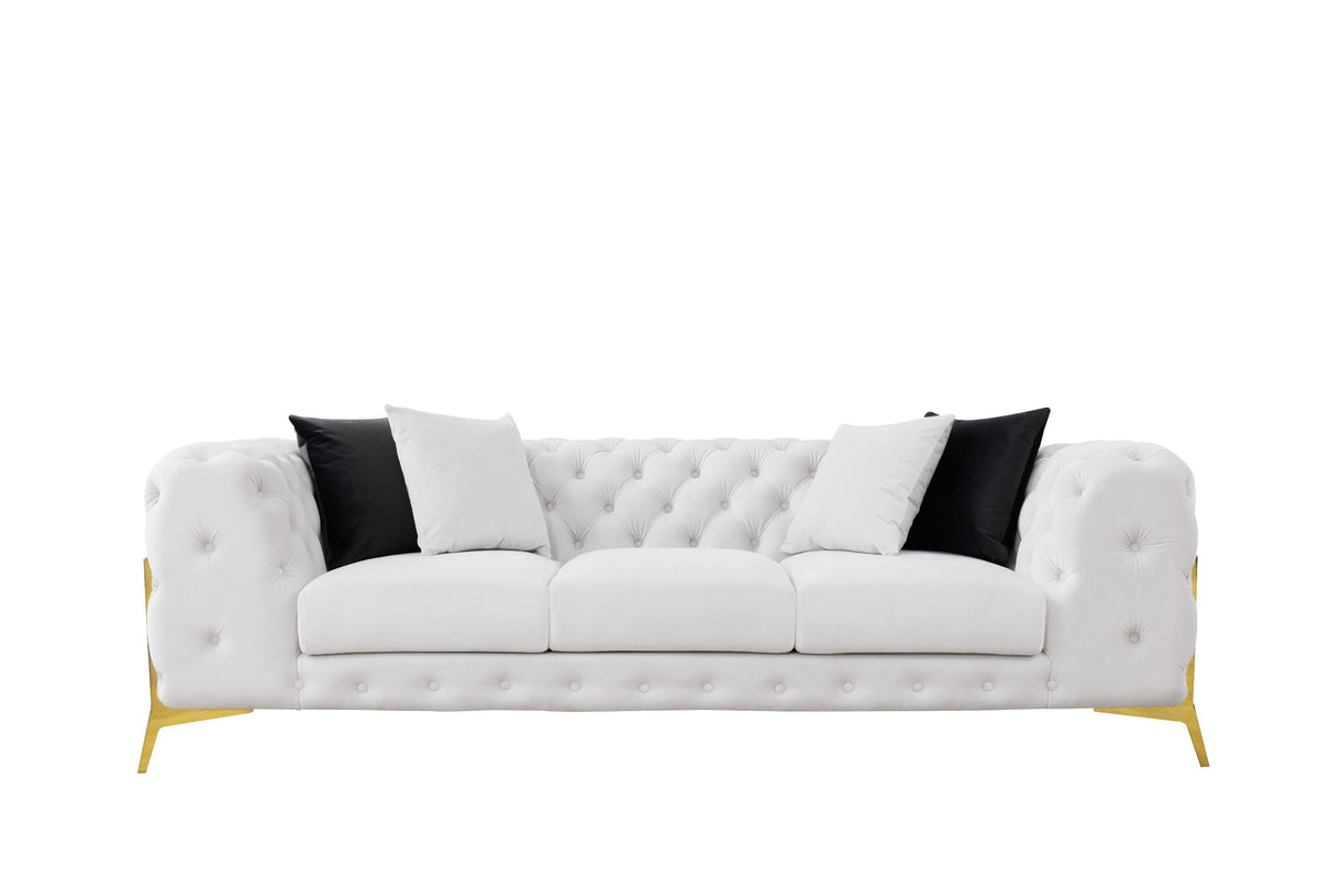 Bronte Light Beige Velvet Transitional Sofa