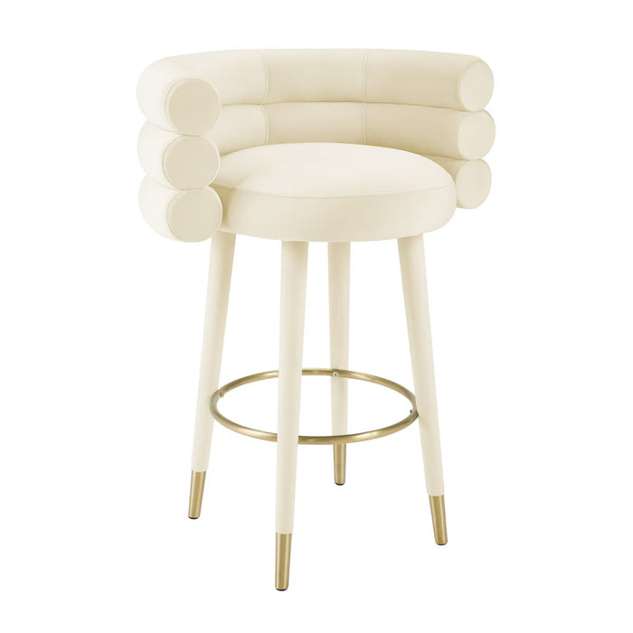 Nazri Cream Velvet Bar Stool