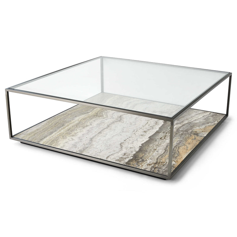 Rogan Bronze Travertine Coffee Table