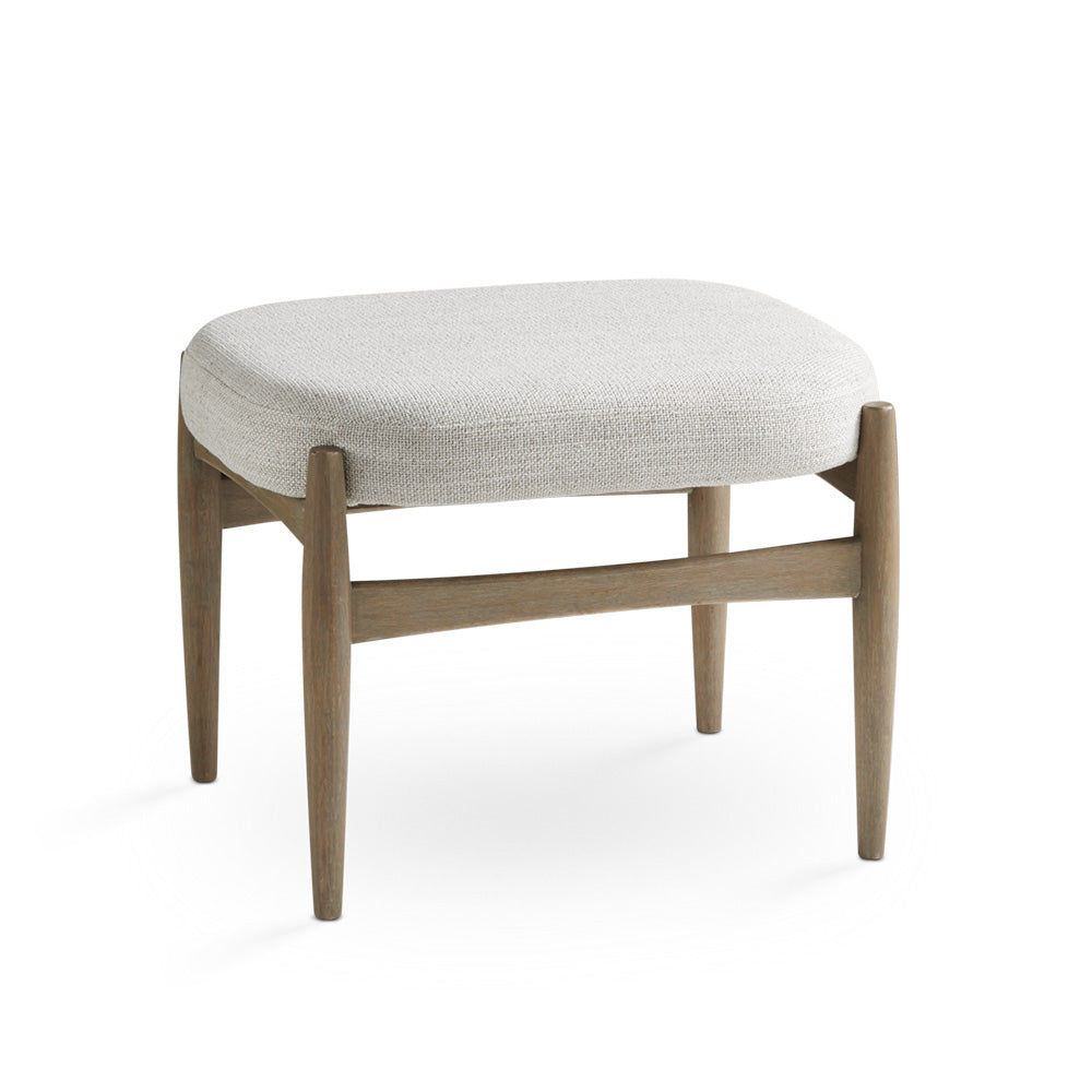 Winslow Grey Linen & Wood Ottoman