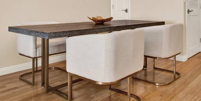 Ren Modern White Fabric & Antique Brass Dining Chair