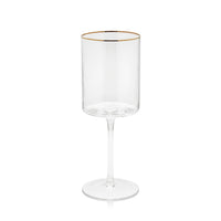 Optic Red Wine Glass with Gold Rim - Set of 12