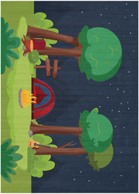 Camping Navy Multicolour Area Rug