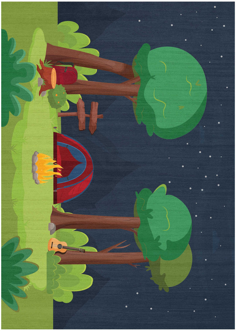 Camping Navy Multicolour Area Rug