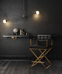 Lila Black Gold Steel Faux Leather Counter Stool - Luxury Living Collection