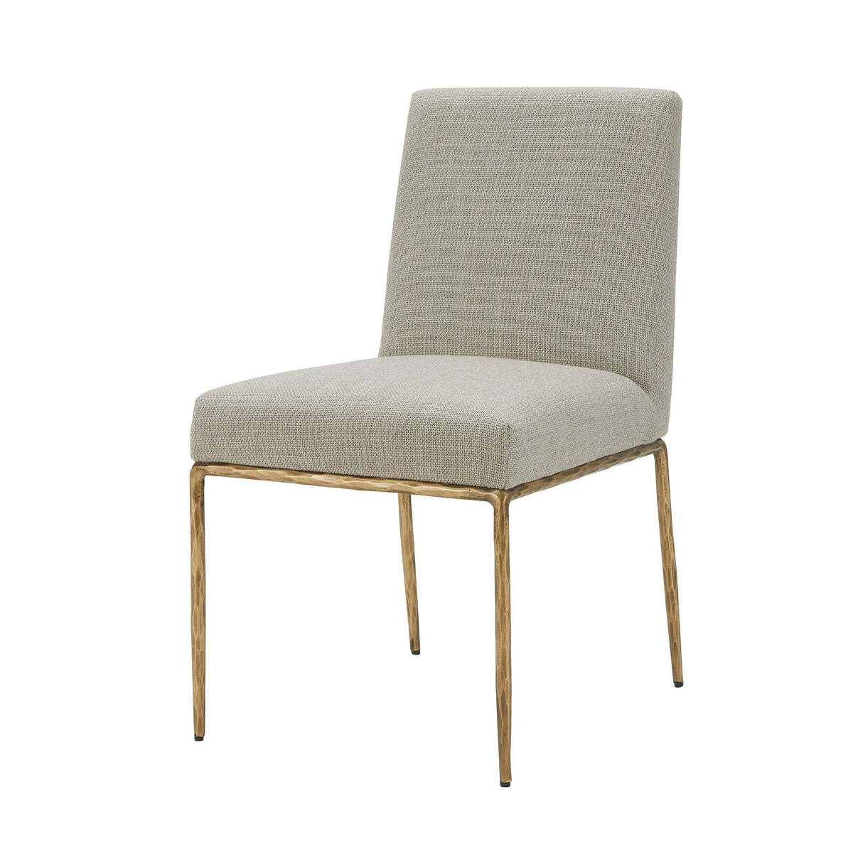 Lesley Modern Beige Linen & Brass Dining Chair