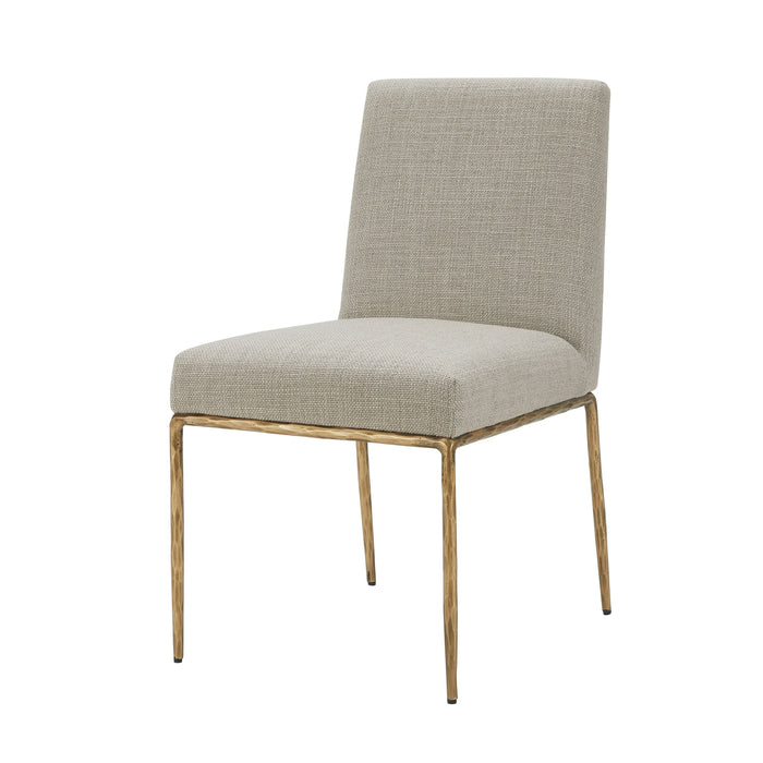 Lesley Modern Beige Linen & Brass Dining Chair