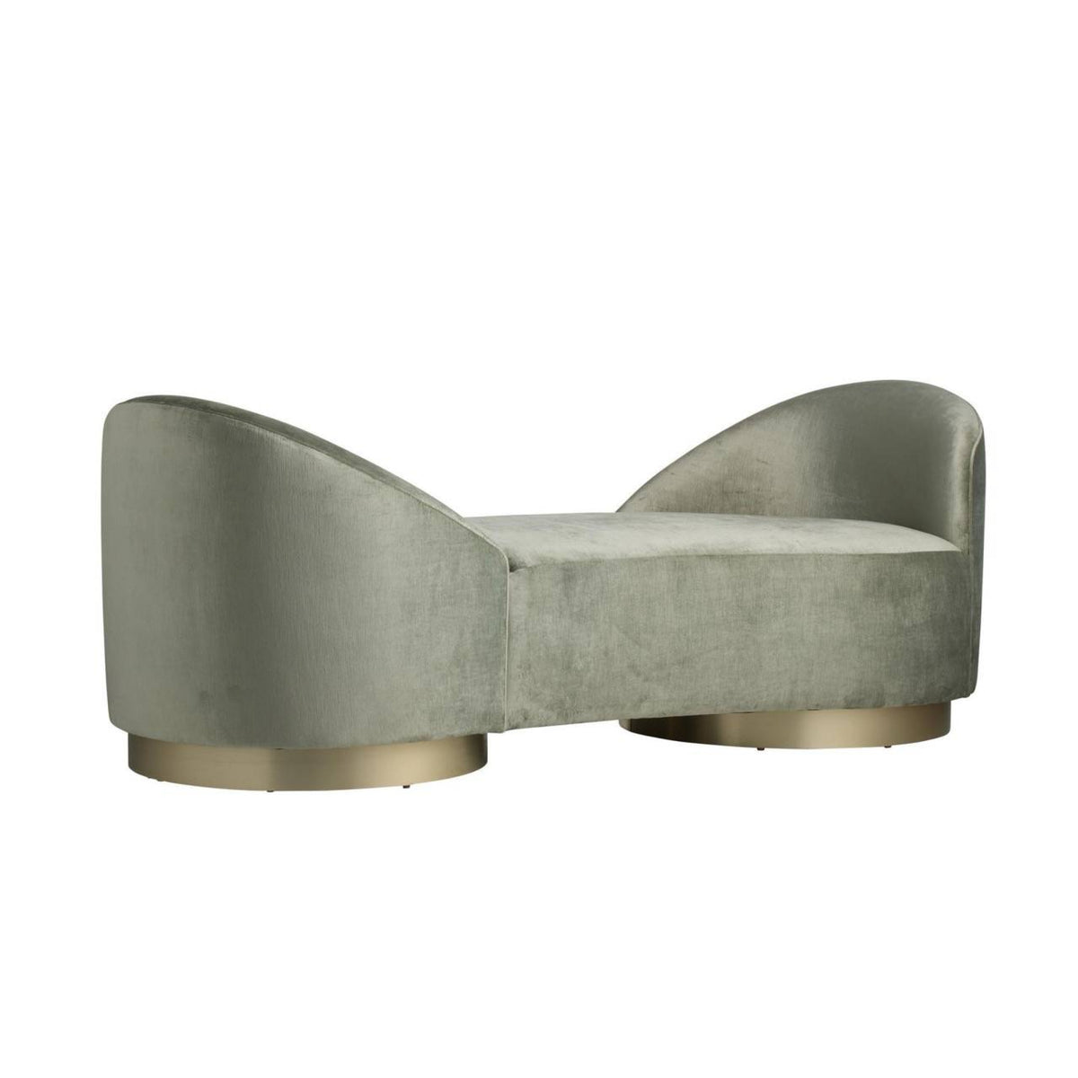 Selene 76" Performance Sage Green Velvet Fabric & Champagne Chaise