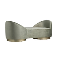 Selene 76" Performance Sage Green Velvet Fabric & Champagne Chaise