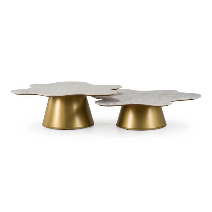 Reign White Marble & Gold Nesting Coffee Table Set