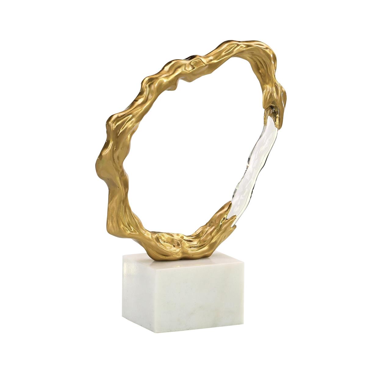 Crystal & Gold Metal Waves Sculpture (2 Sizes Available)