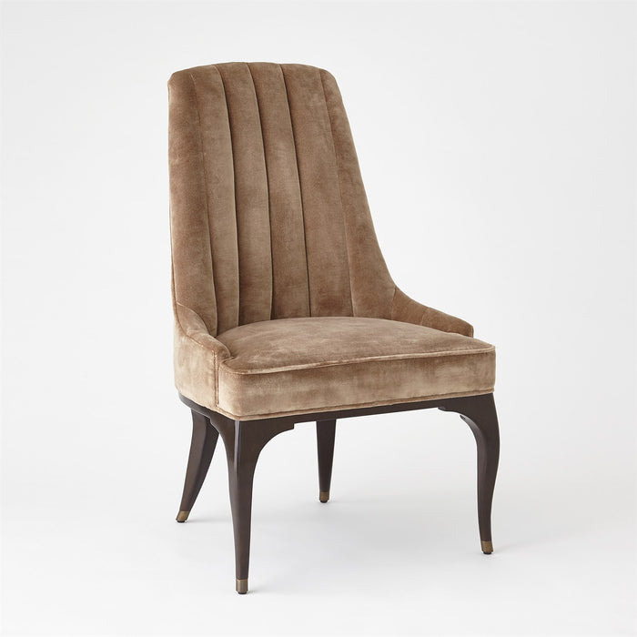 Channel Tufted Formal Mushroom Velvet Dining Chair