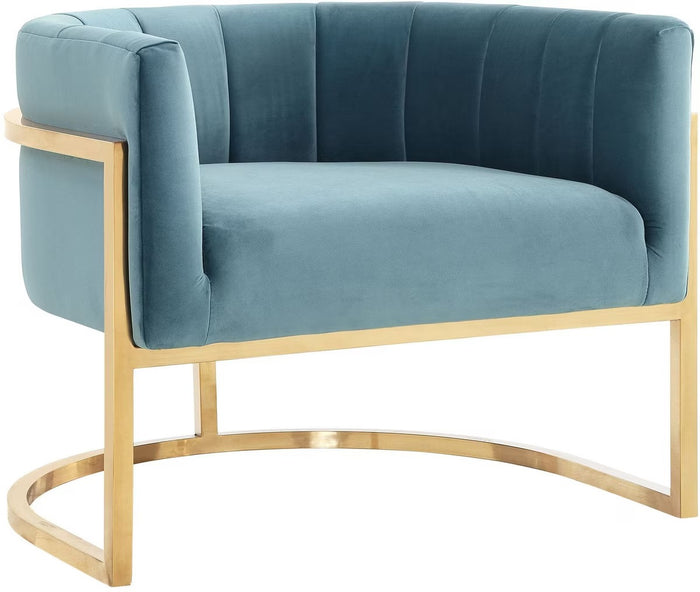 Chloe Sea Blue Chair with Gold Base