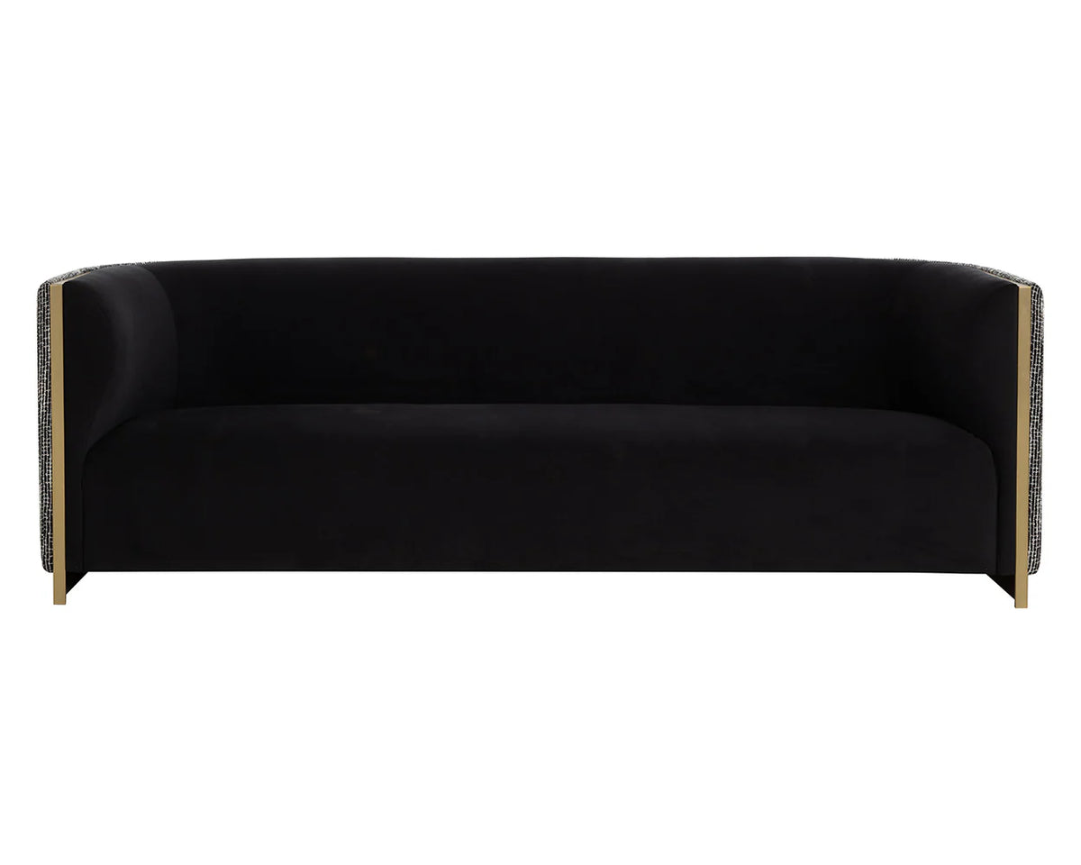 Larron 95.75" Black & Brushed Gold Sofa