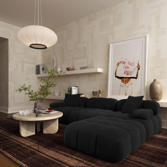 Vogue 118.2" Black Performance Vegan Shearling 4-piece Modular Sectional
