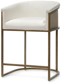 Chelsea White Performance Basket Weave & Gold Counter Stool