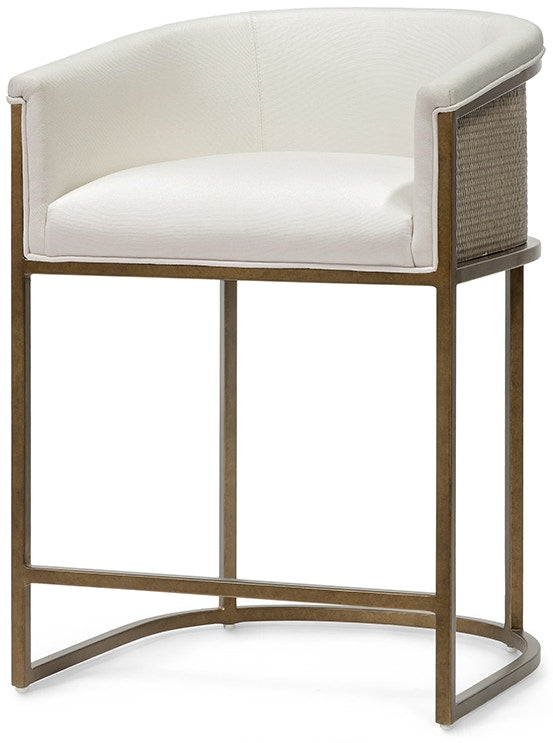 Chelsea White Performance Basket Weave & Gold Counter Stool