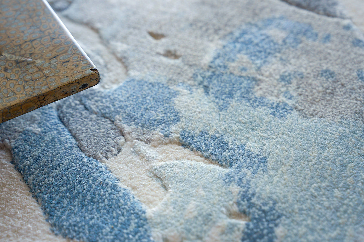 Anna Blue/Silver/Ivory Modern Area Rug - Elegance Collection