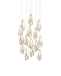 Glace White 15-Light Round Multi-Drop Pendant