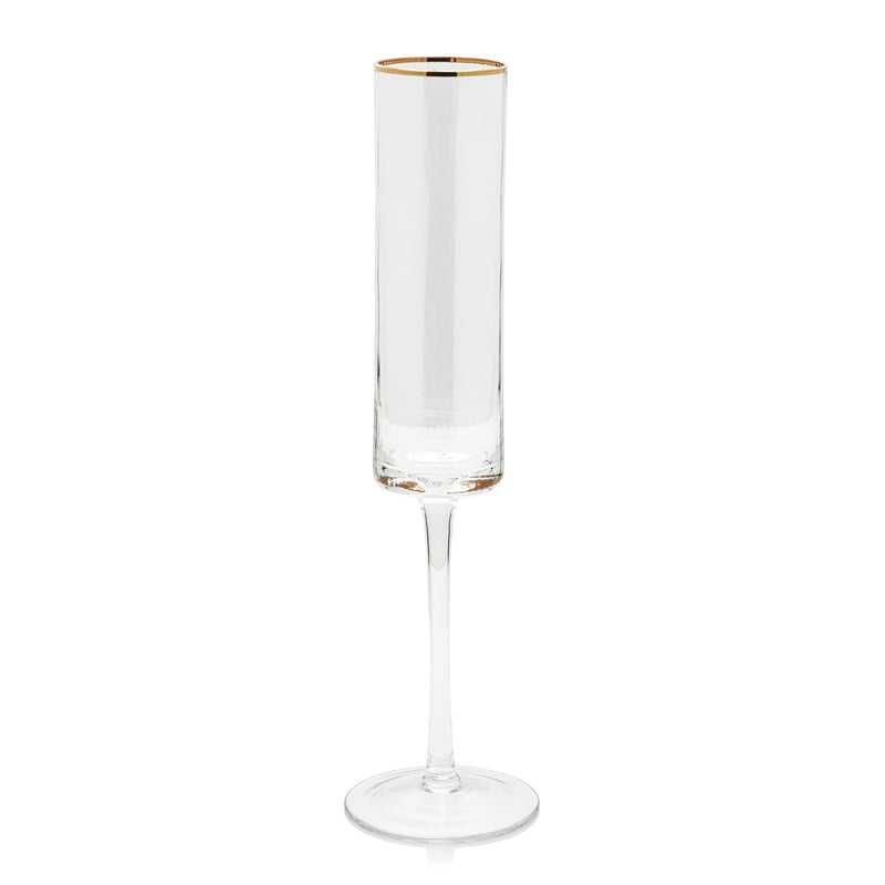 Optic Champagne Flute with Gold Rim - Set of 12
