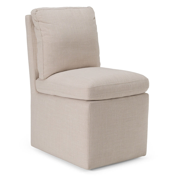 Damaris Modern Beige Dining Chair With Castor Wheels