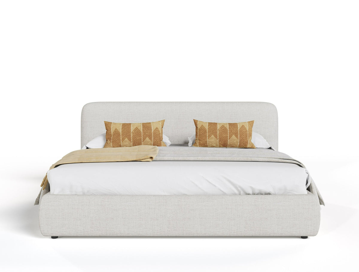 Monique Modern Ivory Fabric Upholstered Bed