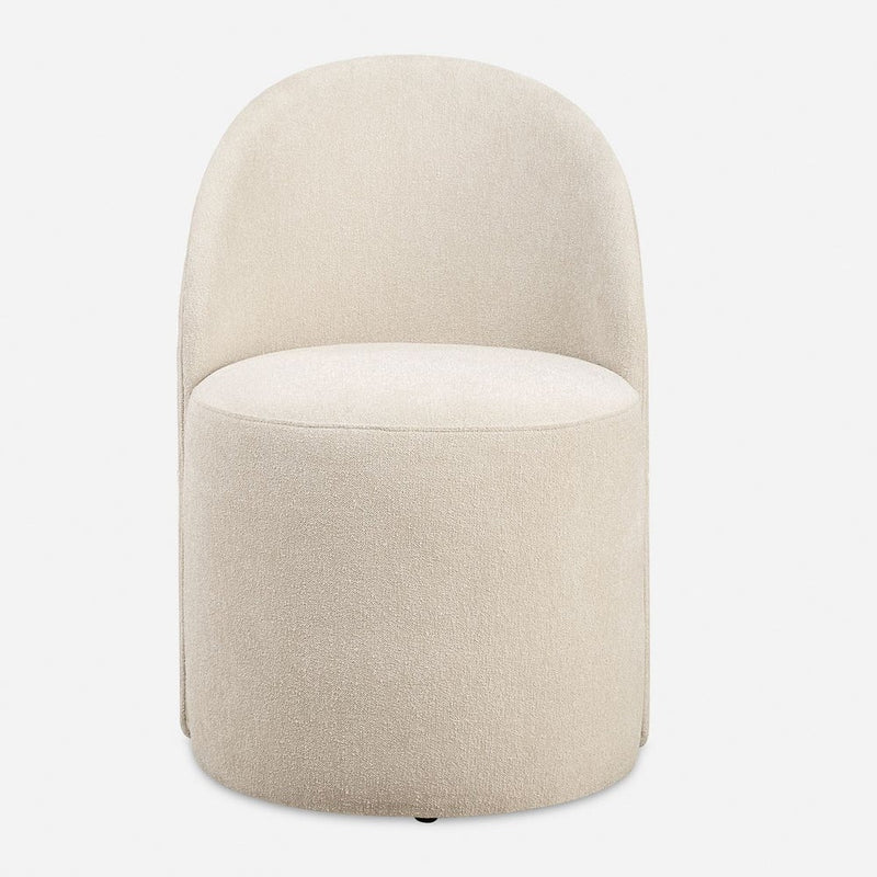 Modern Light Sand Rolling Dining Chair (With Casters)