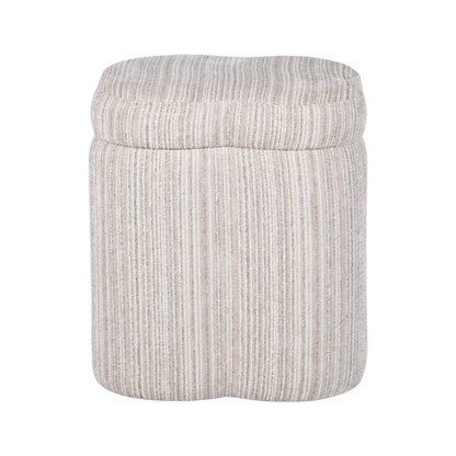 Grace 14.2" Cream Chenille Storage Ottoman