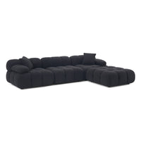 Vogue Black Vegan Shearling 4-piece Modular Sectional