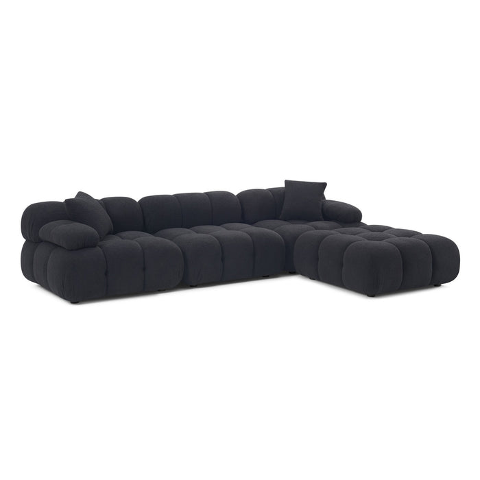 Vogue Black Vegan Shearling 4-piece Modular Sectional