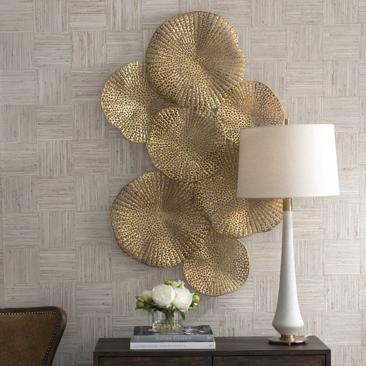 Lotus Gold Metal Wall Art