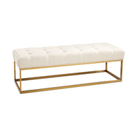 Elisha Modern Ivory Linen & Gold Bench