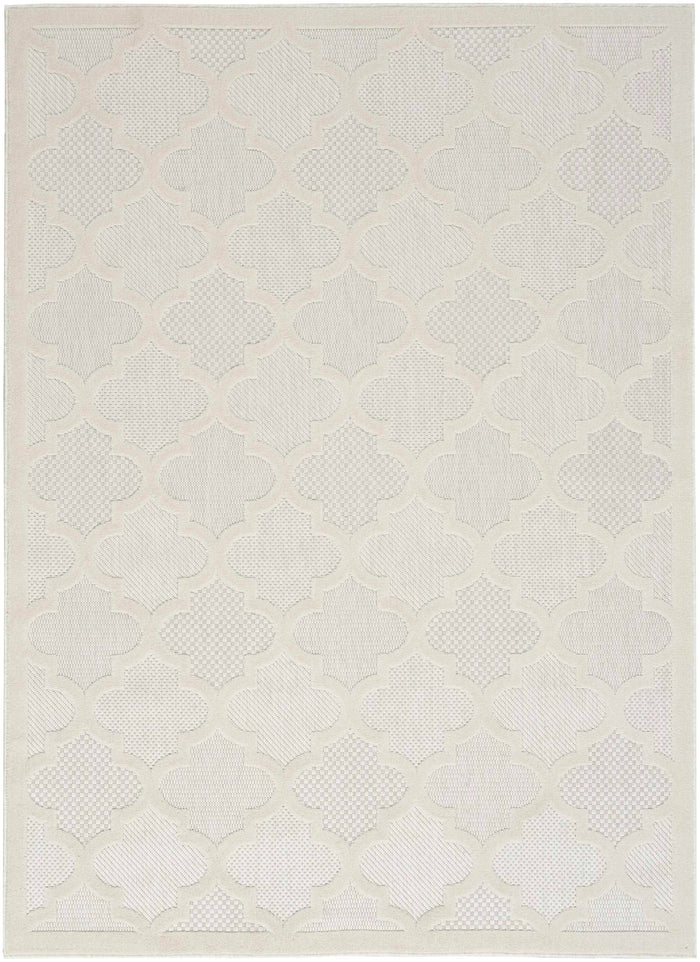 Asako Indoor/Outdoor Ivory & White Trellis Pattern Area Rug - Elegance Collection