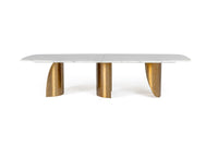 Taylore 126" Glam Faux Marble + Gold Stainless Steel Dining Table