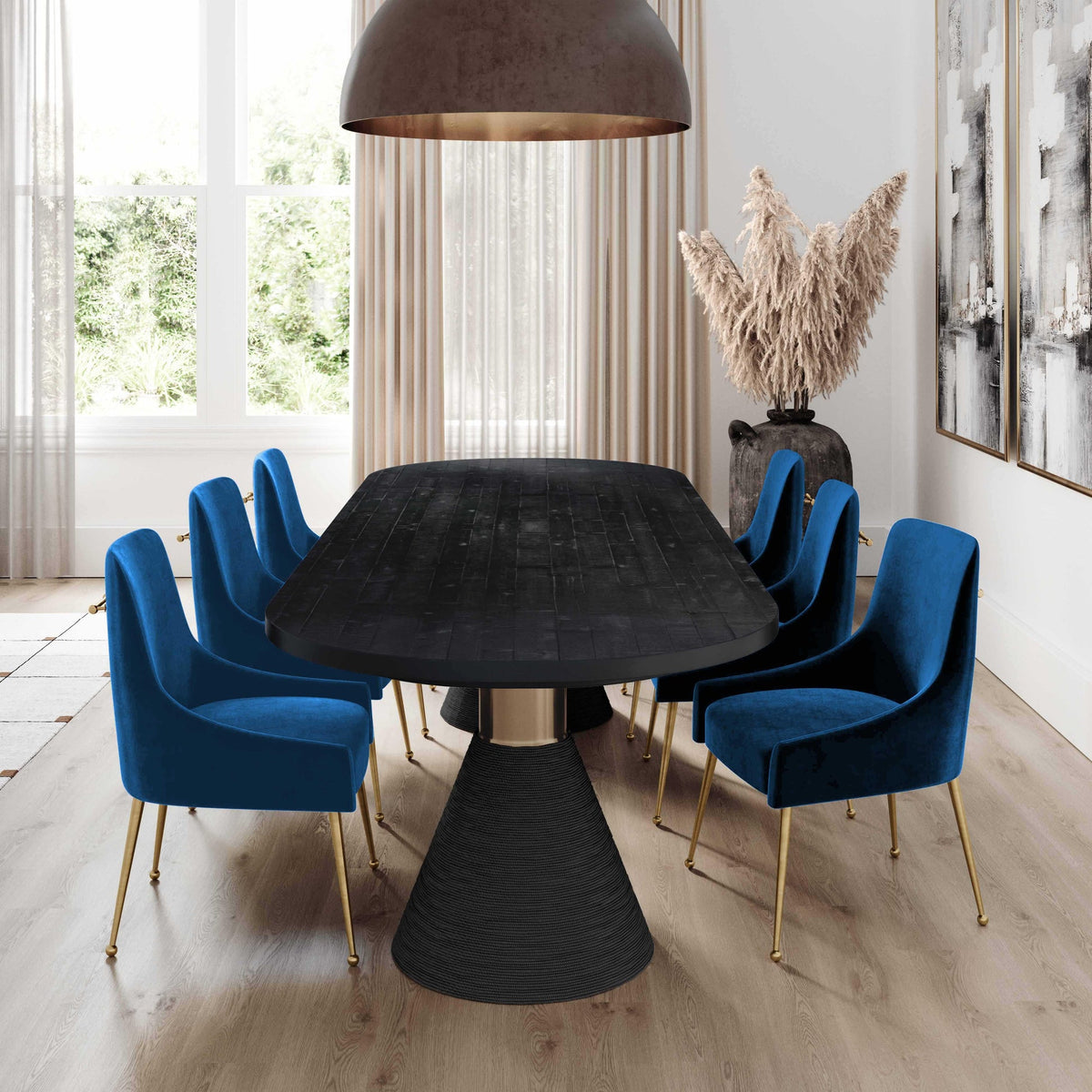 Prado Blue Velvet With Gold Frame Chair - Luxury Living Collection