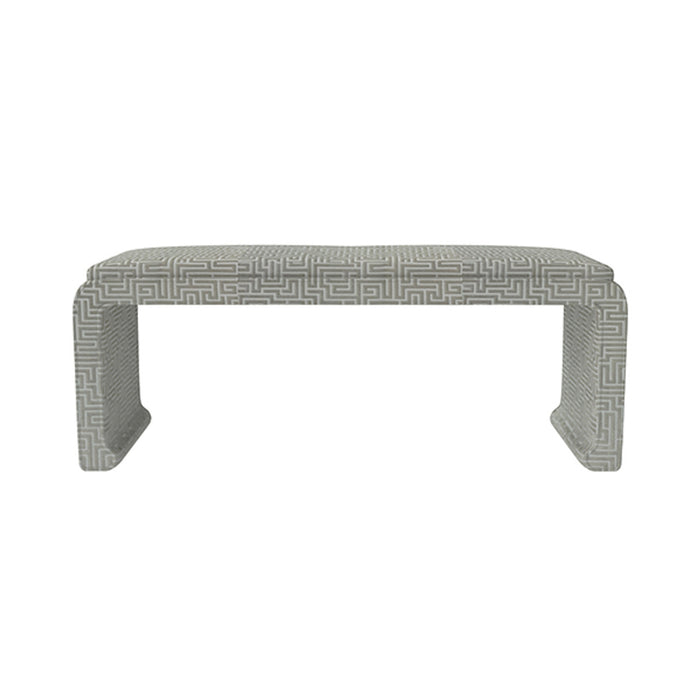Malia Classic/Modern Large Meander Beige Custom Upholstered Bench