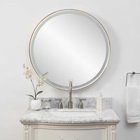 Miraze 32" Gold Lighted Vanity Round Mirror