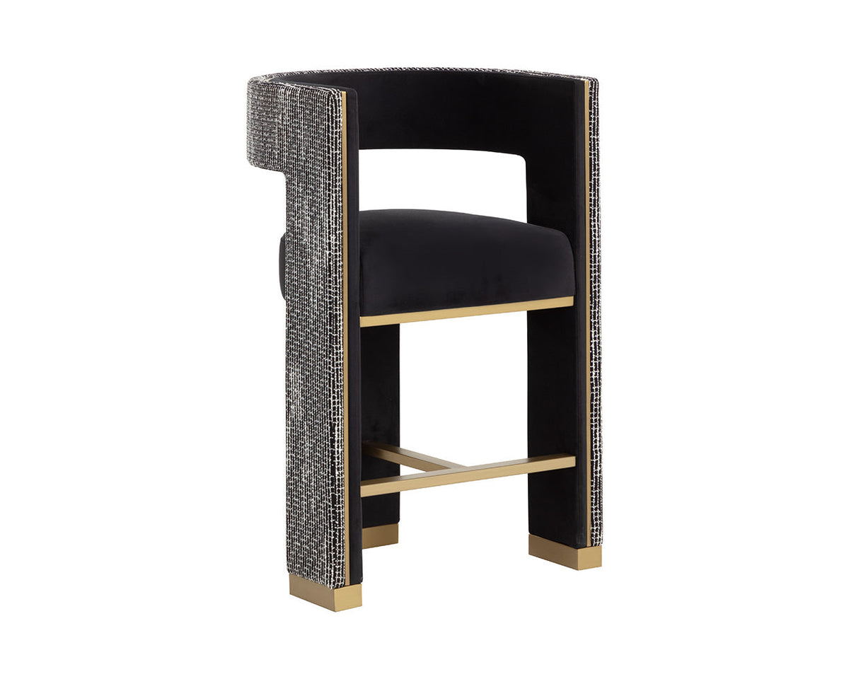 Adamina Black, Night Fabric & Gold Counter Stool