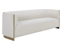 Larron 95.75" Light Barley Performance Fabric & Gold Sofa