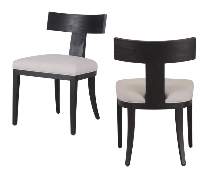 Rowan Mid-Century Modern Beige Linen + Black Walnut Dining Chair (Set of 2)